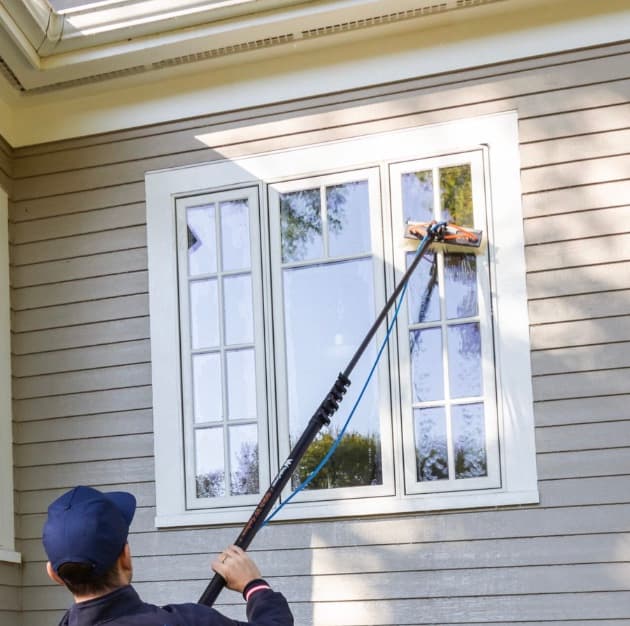 Window cleaning in progress